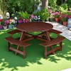 Mshliw Outdoor Picnic Table with 4 Benches, Waterproof Surface, Umbrella Hole, Rustic Wood Design, Spacious Seating for Up to 8 - 4 of 4