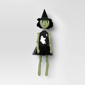 Hanging Knit Witch Character Decorative Sculpture - Hyde and EEK! Boutique™ Green/Black - 1 of 3