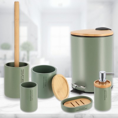 Evideco French Home Goods Bathroom Accessories with Natural Accents, Modern 6-piece Set