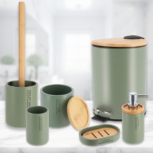 Evideco French Home Goods Bathroom Accessories with Natural Accents, Modern 6-piece Set - 1 of 4