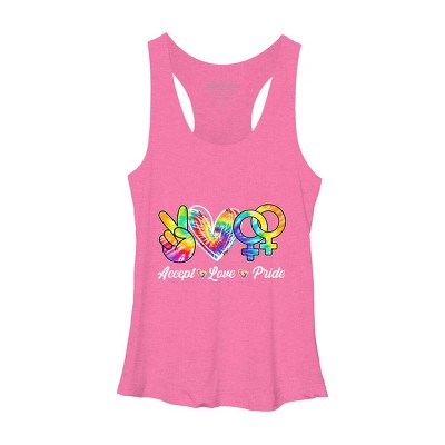 Adult Design By Humans Accept Love Tie-Dye Rainbow Pride By Marilynart Racerback Tank Top