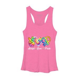 Adult Design By Humans Accept Love Tie-Dye Rainbow Pride By Marilynart Racerback Tank Top - 1 of 2