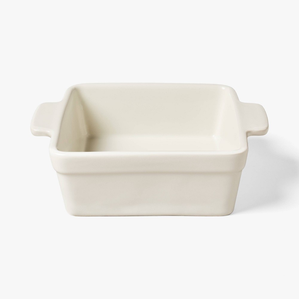 20.8oz square stoneware baking dish cream - figmint™: oven, microwave, dishwasher & freezer safe, ergonomic handle