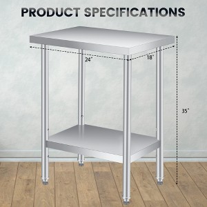 Stainless Steel Storage Table with Gloves, Cloth, Full Stainless Steel Work Table, Heavy Duty Durable Metal Storage, Food Prep Table - 1 of 4