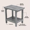 JONATHAN Y Armin 18.1" Modern Classic Grid Slat Solid Acacia Wood Indoor/Outdoor Shower Stool - 4 of 4