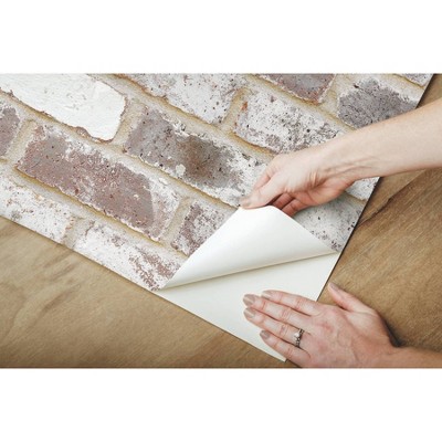 Reclaimed Brown and Gray Brick Peel and Stick Wallpaper