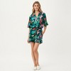Anna-Kaci Lounge Women's Tropical Bird Print Satin Pajama Set with Short Sleeve Button-Up Top and Relaxed Fit Elastic Waist Shorts - 3 of 4