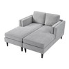 Modern Chaise Lounge Sofa Bed, Chenille Upholstered Sofa Couch Sofa Chaise with Dual-Layer Armrests - ModernLuxe - 4 of 4
