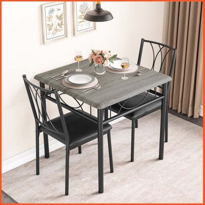 Dining Table Set for 2, Kitchen Table and Chairs, Square Dining Room Table Set , 3 Piece Dining Table Set , Rustic Brown