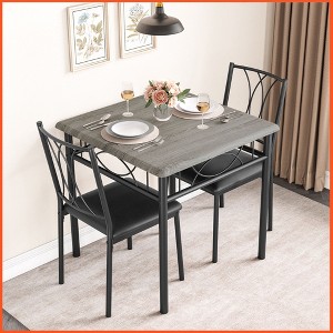Dining Table Set for 2, Kitchen Table and Chairs, Square Dining Room Table Set , 3 Piece Dining Table Set , Rustic Brown - 1 of 4