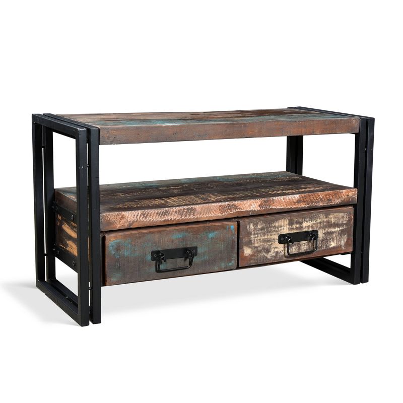 Old Reclaimed Wood Double Drawers TV Stand for TVs up to 55&#34; - Timbergirl, 1 of 8