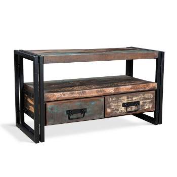 Old Reclaimed Wood Double Drawers TV Stand for TVs up to 55" - Timbergirl
