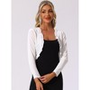 INSPIRE CHIC Women's Cocktail Party Open Front Long Sleeve Cropped Velvet Shrug Cardigan - 2 of 4