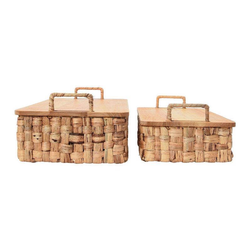 Household Essentials Stackable Hyacinth Baskets with Oak Lids, 5 of 8