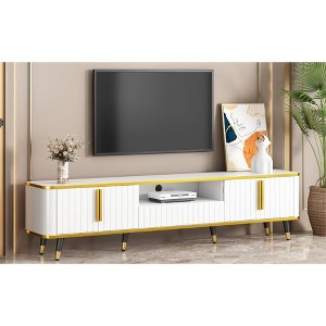 XIYUYEU TV Stand for 85 Inch TV with 2 Cabinets and Drawer,TV Entertainment Center with Open Storage Shelf for Living Room - 1 of 4