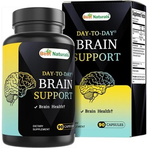 Best Naturals Day-to-Day Brain Support Supplement with Ginkgo Biloba, DMAE, Bacopa, Green Coffee, Phosphotidyl Serene, Alpha GPC, Huperzine A, Folate, - 1 of 4