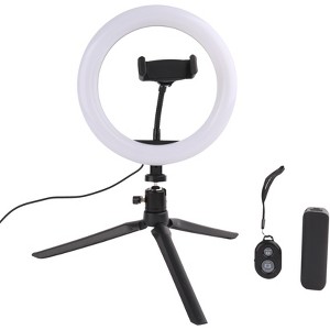 Vivitar 8" White LED Ring Light with Tripod Stand, Cell Phone Holder - 1 of 4