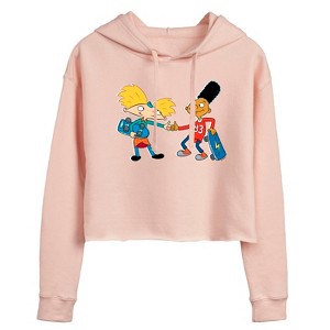 Women's - Hey Arnold! - Arnold and Gerald Skateboard Cropped Graphic Hoodie - 1 of 3