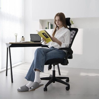 Black High Back Mesh Executive Swivel Office Chair with Adjustable Arms