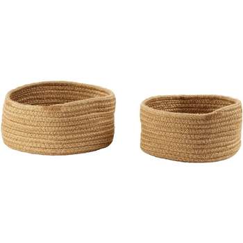 Juvale 2 Pack Round Hemp Rope Baskets, Decorative Woven Storage Basket Bins Hampers for Toy, Blanket - 2 Sizes, Brown