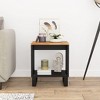 vidaXL - Industrial Style Coffee Table in Solid Acacia Wood, Metal Legs, Rectangular Shape, Brown Color, Spacious Storage - 3 of 4