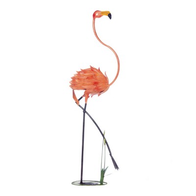47.5" Iron Standing Flamingo Garden Décor Statue Pink - Zingz & Thingz