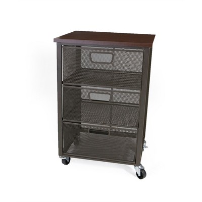 Photo 1 of Mind Reader 3-Tier Metal Mesh Drawer Mobile Cart