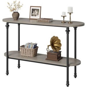 Modern Sofa Table with Storage, 43.3" Narrow Console Table with Metal Legs, 2-Shelf Entryway Organizer for Small Spaces - 1 of 4
