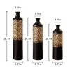 AENKYO Set of 3 Metal Tall Floor Vases, Gold Geometric Cylinder Vases with Vine Patterns -  for Living Room & Home Decor - 25"/29"/34" Height - 3 of 4