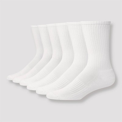 Men's Hanes Premium Performance Cushioned Crew Socks 6pk - White 6-12