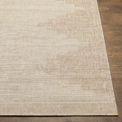Aztec-Inspired Beige and Gray Round Polypropylene Rug