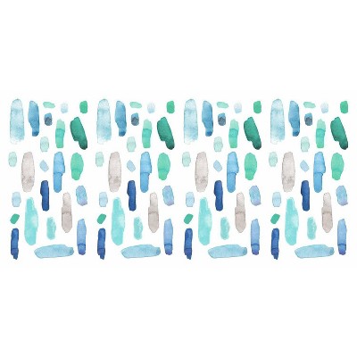 Cool Watercolor Swatch Peel and Stick Wall Decals in Blue, Green, Gray