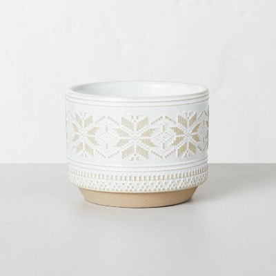 2-Wick Snowflake Embossed Ceramic Mulled Spice Seasonal Jar Candle White 11oz - Hearth & Hand™ with Magnolia