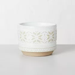 2-Wick Snowflake Embossed Ceramic Mulled Spice Seasonal Jar Candle White 11oz - Hearth & Hand™ with Magnolia