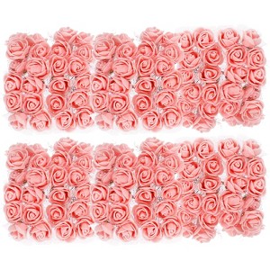 Unique Bargains Mini Wedding and Party Decoration Artificial Rose Flower Heads 144 Pcs Light Pink - 1 of 4