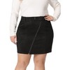 Women's Plus Size 2 Pieces Faux Suede Sleeveless Lapel Fashion Vest and Zipper Elastic Waist Mini Skirt Matching Set - Agnes Orinda - 2 of 4