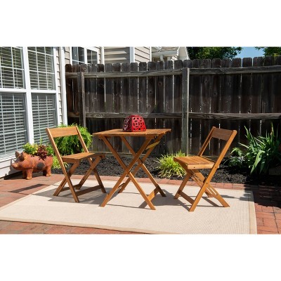 Rockport Brown Acacia Wood 3-Piece Foldable Patio Bistro Set