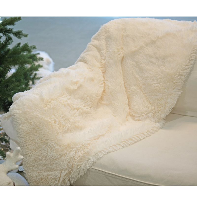 Northlight Cream White Plush Christmas Decorative Rectangular Throw Blanket 50" x 60", 3 of 4