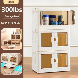 Musment Stackable Plastic Storage Bins with Lids -  Foldable Storage Boxes with Doors & Wheels, Portable and Lockable Organizer Boxes for Living Room - 1 of 4