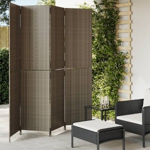 vidaXL Room Divider 4 Panels Gray Poly Rattan - 1 of 4