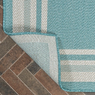Modern Ivory Stripe 5' x 8' Synthetic Indoor/Outdoor Rug