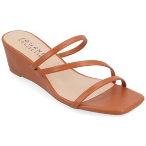 Journee Collection Womens Takarah Crossover Strap Slip On Wedge Sandals - 1 of 4