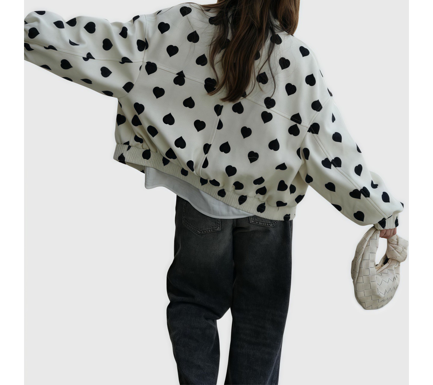 Женская куртка YesFashion Polka Dot Cropped Jacket Collared Lightweight Full Zip Casual Street Outerwear with Pockets Black, цвет: Чёрный — фото 2