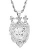 Steeltime Men's stainless steel simulated diamond king lion pendant. Color Options: Silver, Gold - 2 of 4