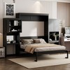 KIGFTSOD Queen Size Murphy Bed with Desk, Vanity and Cabinets, Espresso - 2 of 4