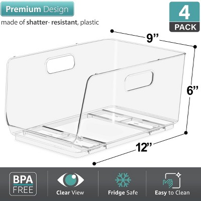 Sorbus 4 Pack Medium Open Front Clear Stackable Fridge Storage Bins - Great for Kitchen Organization, Pantry Storage and more — фото 2