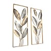 Set of 2 Metal Leaf Metallic Cutout Wall Decors with Silver Accent Gold - Olivia & May - 4 of 4
