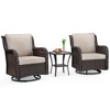 coucheta 3 Piece Outdoor 360° Swivel Rocker Patio Chairs, with Thick Cushions and 360° Glass Top Table - 3 of 4