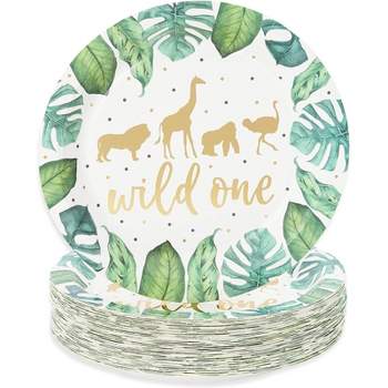 Sparkle and Bash 48 Pack Wild One Paper Plates for Safari Party (9 In)