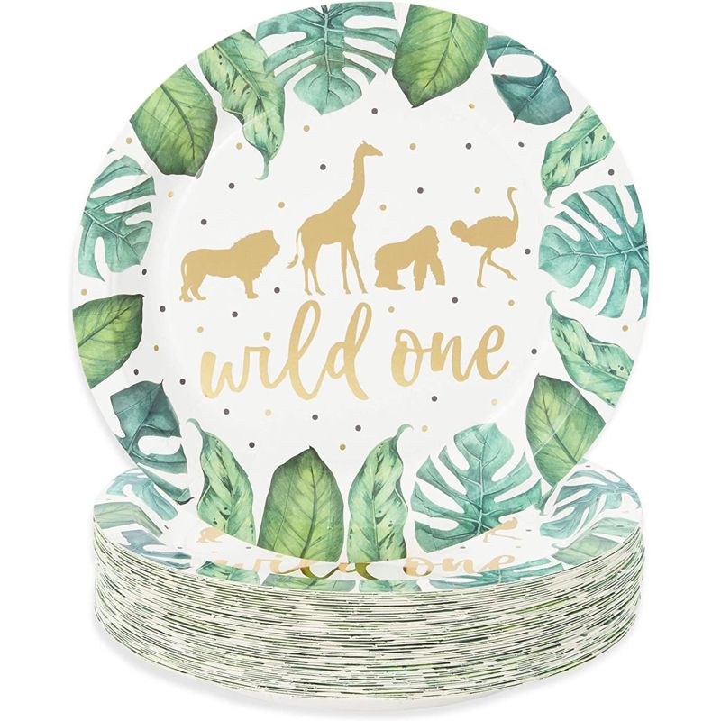 Sparkle and Bash 48 Pack Wild One Paper Plates for Safari Party (9 In), 1 of 8